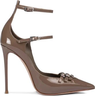 Le Silla 120mm pumps met puntige neus en gespbandje - Bruin