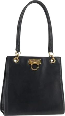 Ferragamo Pre-owned Leren Schoudertas - Dames - Vintage Handtas - Blauw - ONE Size - Leer - Vintage