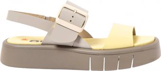 The Art Company Womens 1857 Malaga Flat Sandals In Cinder Pale Yellow