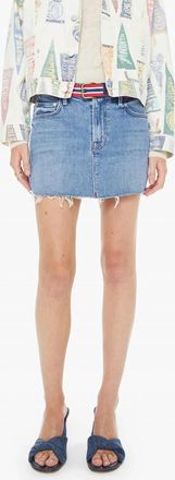 Mother The Ditcher Mini Fray Jean Skirt In Heads Or Tails