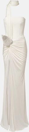 DAVID KOMA Embellished bustier gown