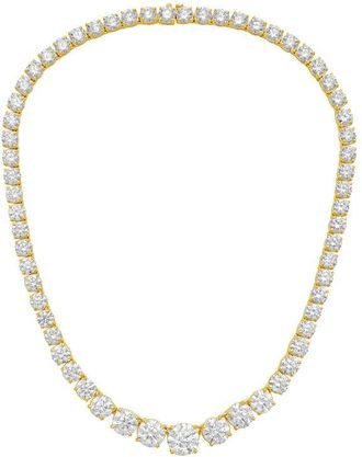 Diana M. Jewels 14kt Yellow Gold 30cts lab grown Round diamond 4 Prong Graduated tennis necklace