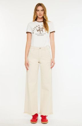 Kancan Grace High Rise Wide Jeans in Cream at Nordstrom, Size 31