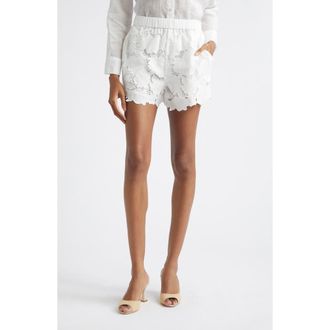 L'agence Laina Floral Lace Cotton Shorts in Ivory at Nordstrom, Size Xx-Small