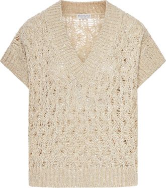 Brunello Cucinelli LINEN AND SILK KNITTED VEST - Brunello Cucinelli - Woman