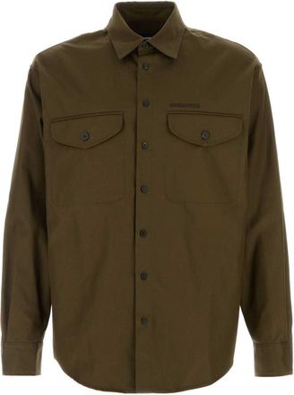 Dsquared2 Olive Cotton Solid Shirt
