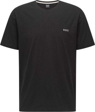HUGO BOSS Heren T-shirt met ronde hals en korte mouwen in mix-and-match-stijl (Zwart)