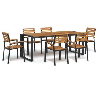 vidaXL Juego De Comedor De Jard&iacute;n 7 Pzas Madera Maciza Acacia Y Metal Vidaxl