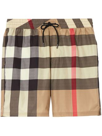 Burberry checked drawstring swim shorts - men - Polyester/Polyester - XXXL - Neutrals