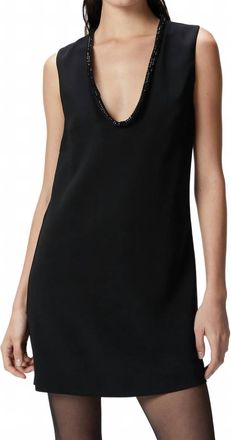 Pinko Jewel Neck Mini Dress In Black