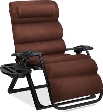 Best Choice Products Oversized Zero Gravity Chair, Folding Recliner w/ Removable Cushion, Side Tray