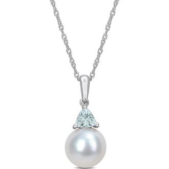 Delmar Freshwater Pearl Pendant Necklace in Aquamarine at Nordstrom Rack