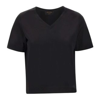 Gran Sasso Wide V-neck T-shirt - female - Gran Sasso - T-Shirts - Black - 2XS - Tops