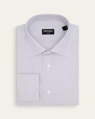 Ermenegildo Zegna Mens Micro-Check Trofeo Cotton Dress Shirt