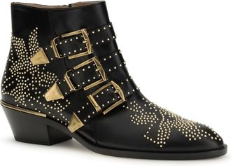 Chlo&eacute; Womens Susan Boots Black Gold. Calf Leather Bos Taurus