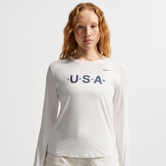 Nike Womens Team USA One Dri-FIT Long-Sleeve Top in White | HQ6052-121
