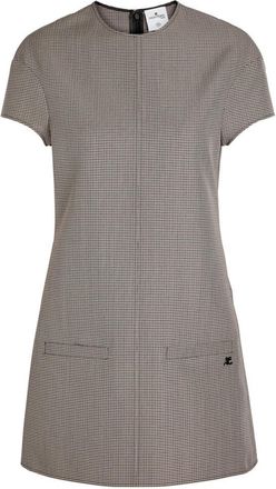Courr&egrave;ges Heritage Houndstooth Wool-blend Mini Dress - Black - 38 (UK10 / S)