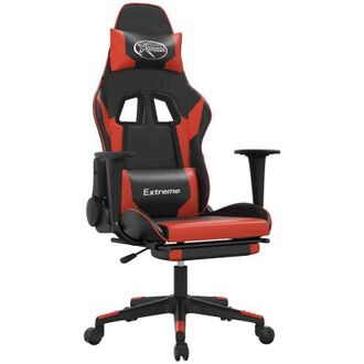 vidaXL Sedia da Gaming Massaggio Poggiapiedi Nero e Rosso Similpelle vidaXL