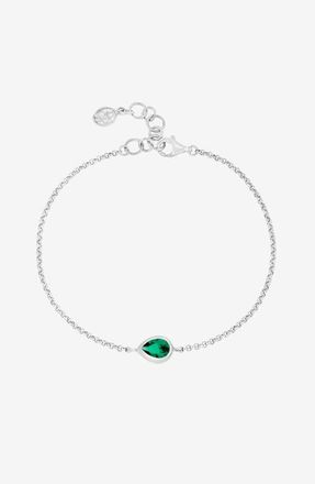 Dower & Hall Green Garnet Pear Chain Bracelet in Sterling Silver at Nordstrom, Size 7.5