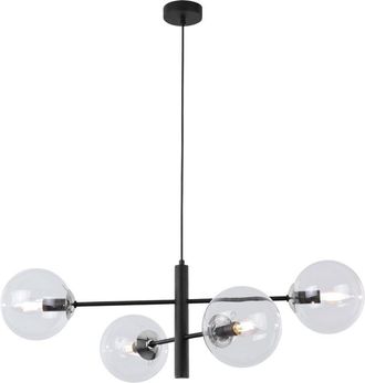 OEM L&aacute;mpara Colgante Vicenza Cromo Negro 4 L&aacute;mpara Plana Transparente E14