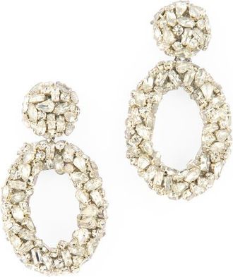Deepa Gurnani Dinorah Crystal Drop Earrings in Silver at Nordstrom
