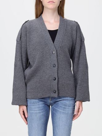 Dondup V-Neck Pure Wool Cardigan with Button Closure and Epaulettes