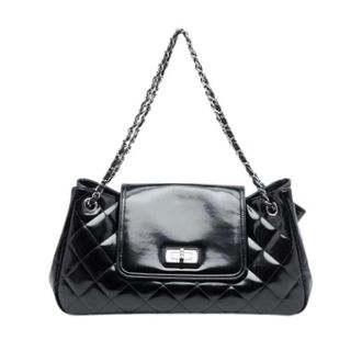 Chanel Pre-owned Quilted Patent Shoulder Bag - Dames - Pre-owned - Zwart - Maat: ONE Size Leer