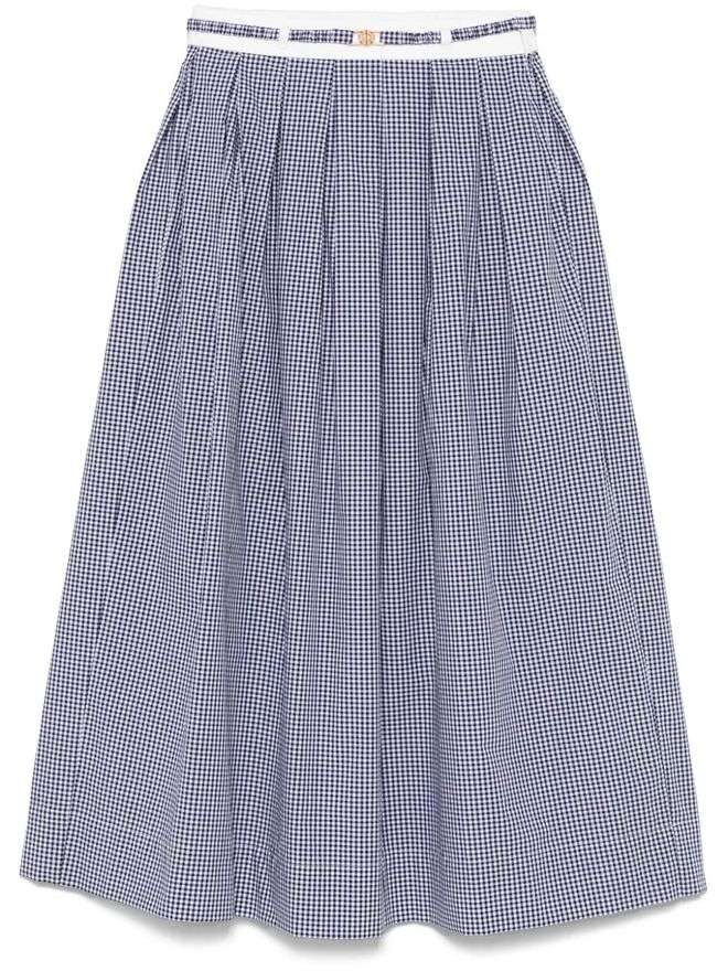 Maje jupe mi-longue à carreaux vichy Bleu dès 245,00 € sur
