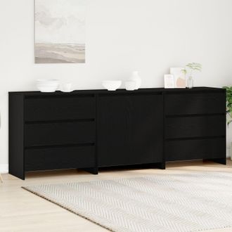Berkfield Home 3-Piece Sideboards in Black Oak Engineered Wood
