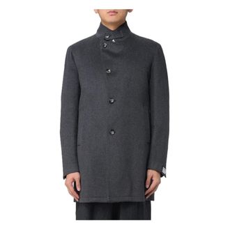 Tagliatore Single-Breasted Coats, male, Gray, Size: XS Virgin Wool and Cashmere Coat