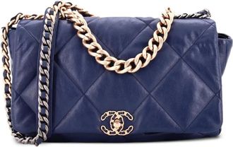 Chanel 19 Flap Bag Quilted Leather Maxi crossbody bag - Blu
