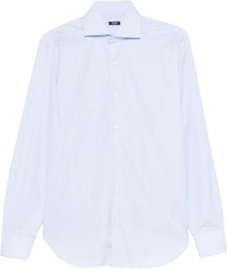 Barba Gestreepte Overhemd - Heren - Zakelijke Overhemden - Blauw - 3XL - Katoen - Overhemden