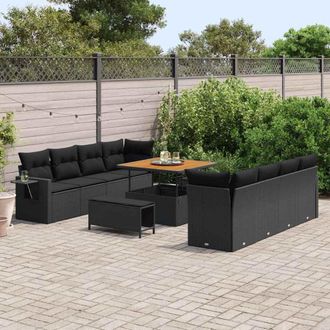 vidaXL Set Divano Da Giardino 11 Pcs Nero Poly Rattan - Vidaxl