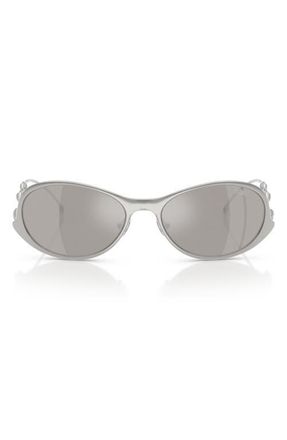 Diesel 56mm Oval Sunglasses in Shiny Silver /Mirror Silver at Nordstrom