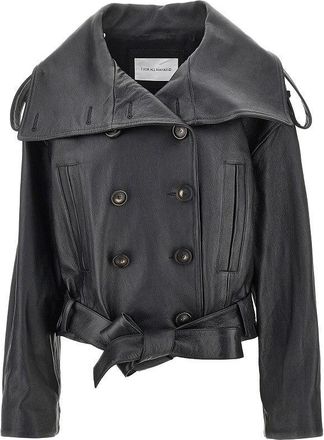 7 For All Mankind Leather double-breasted jacket Woman S