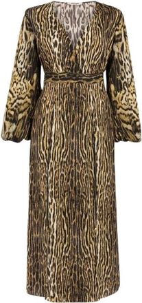 Roberto Cavalli Dames, Jurken, Bruin, Maat: XS Poliester