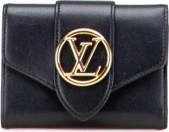 Louis Vuitton Portafoglio LV Pont 9 compatto in pelle di vitello liscia 2021-2025 - Nero