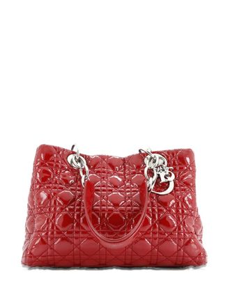 Dior Soft Shopping Cannage Quilt Patent Small tote bag - Rosso