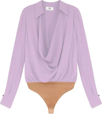 Elisabetta Franchi Bodysuit van viscose georgette - Dames - Bodies - Paars - L - Organza - Tops