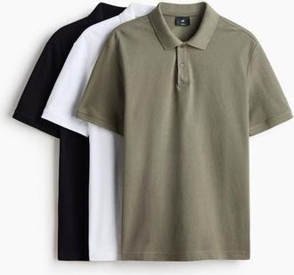 H&M 3-pack Regular Fit Polo Shirts in Navy Blue at Nordstrom, Size Xx-Large
