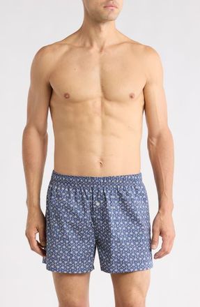 Nordstrom Modern Woven Stretch Cotton Boxers in Blue Bijou Geo Palms at Nordstrom, Size Xx-Large