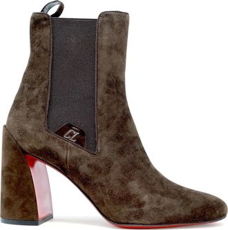 Christian Louboutin Schoenen, Dames, Bruin, 37 EU, Leer, Turelastic 85 Enkellaarsjes