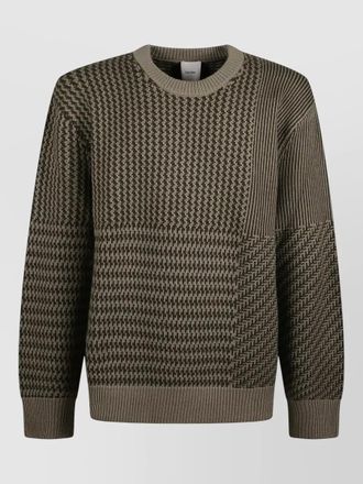 Calvin Klein wool sweater crew neck houndstooth pattern