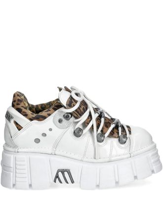 New Rock 60mm leopard platform sneakers - White