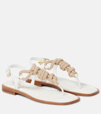 Prada Leather-trimmed thong sandals