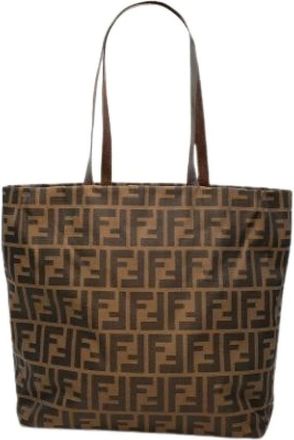 Fendi Pre-owned Tote Bags, female, Brown, Size: ONE SIZE Pre-owned Canvas Tote