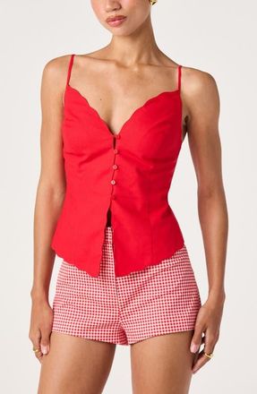 ASTR the Label Odette Scallop Hem Camisole in Red at Nordstrom, Size X-Large