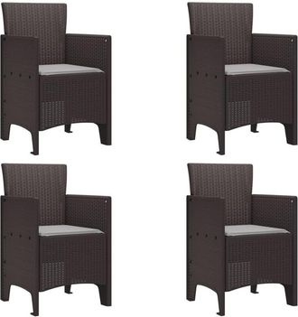 vidaXL Silla De Jard&iacute;n 4 Pcs Marr&oacute;n 53 X 49 X 85 Cm Pp Vidaxl