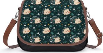 Generic Cute Hedgehogs Flowers Crossbody Bags for Women Shoulder Messenger Bag Purse Handbags