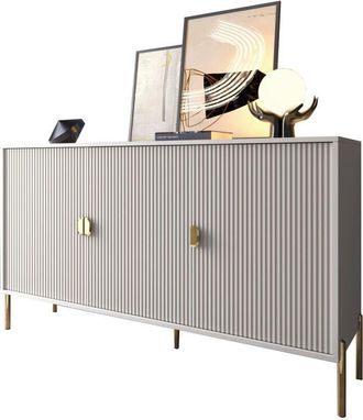Dmora Credenza Parenti, Madia Cassetti, Ripiani, Apertura Battente, 203x49x83h cm Beige